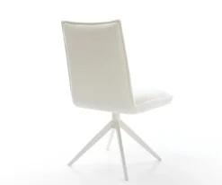 DrehstuhlLelio-Flex Bouclé Soft Beige Kreuzgestell breit Weiß 360° drehbar Wippfunktion Taschenfederkern Sofort versandfertig