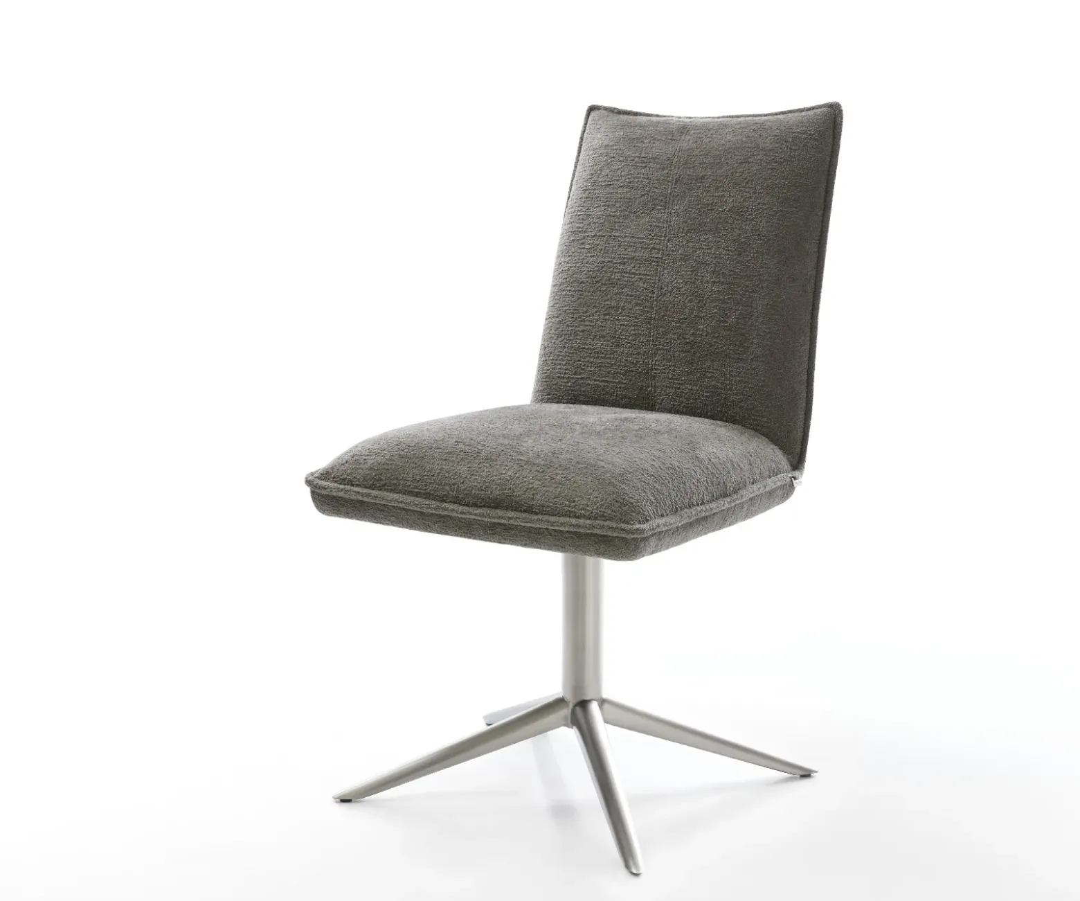 DrehstuhlLelio-Flex Bouclé Soft Schlamm Fußkreuz Edelstahl 360° drehbar Wippfunktion Taschenfederkern Sofort versandfertig
