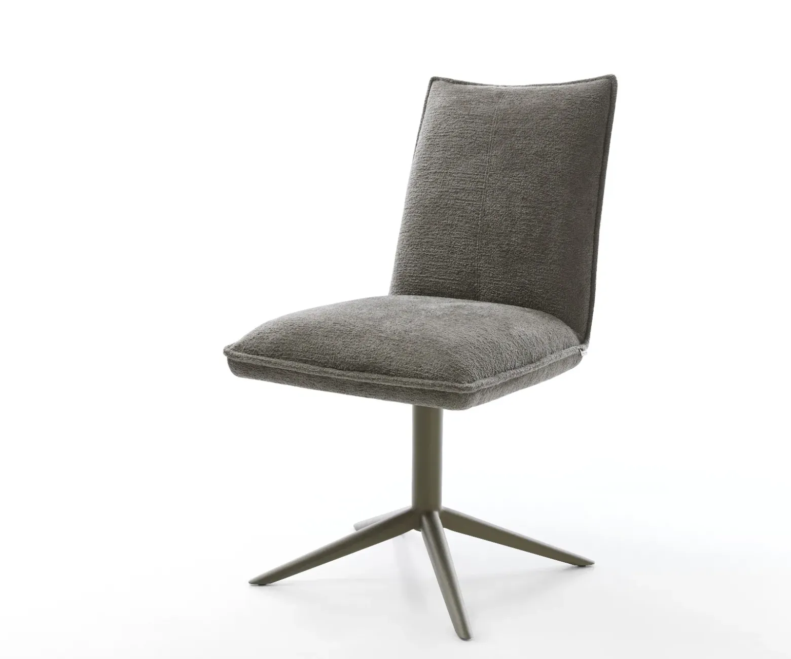 DrehstuhlLelio-Flex Bouclé Soft Schlamm Fußkreuz Effektfinish Titan 360° drehbar Wippfunktion Taschenfederkern Sofort versandfertig