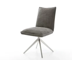 DrehstuhlLelio-Flex Bouclé Soft Schlamm Kreuzgestell breit Edelstahl 360° drehbar Wippfunktion Taschenfederkern Sofort versandfertig