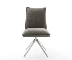 DrehstuhlLelio-Flex Bouclé Soft Schlamm Kreuzgestell breit Edelstahl 360° drehbar Wippfunktion Taschenfederkern Sofort versandfertig