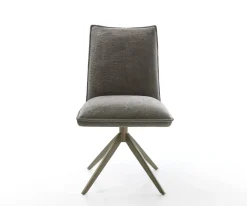 DrehstuhlLelio-Flex Bouclé Soft Schlamm Kreuzgestell breit Effektfinish Titan 360° drehbar Wippfunktion Taschenfederkern Sofort versandfertig