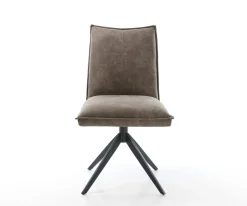 DrehstuhlLelio-Flex Mikrofaser Taupe Vintage Kreuzgestell breit Schwarz 360° drehbar Wippfunktion Taschenfederkern Versandfertig ca. 28.10.26
