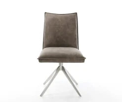 DrehstuhlLelio-Flex Mikrofaser Taupe Vintage Kreuzgestell breit Edelstahl 360° drehbar Wippfunktion Taschenfederkern Versandfertig ca. 28.10.26