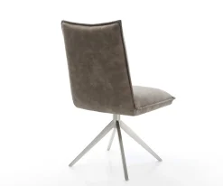 DrehstuhlLelio-Flex Mikrofaser Taupe Vintage Kreuzgestell breit Edelstahl 360° drehbar Wippfunktion Taschenfederkern Versandfertig ca. 28.10.26