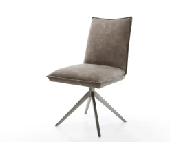 DrehstuhlLelio-Flex Mikrofaser Taupe Vintage Kreuzgestell breit Graphit 360° drehbar Wippfunktion Taschenfederkern Versandfertig ca. 28.10.26