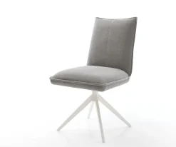 DrehstuhlLelio-Flex Strukturstoff Soft Grau Kreuzgestell breit Weiß 360° drehbar Wippfunktion Taschenfederkern Sofort versandfertig
