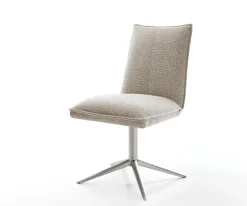 DrehstuhlLelio-Flex Webstoff Soft Beige Fußkreuz Edelstahl 360° drehbar Wippfunktion Taschenfederkern Sofort versandfertig