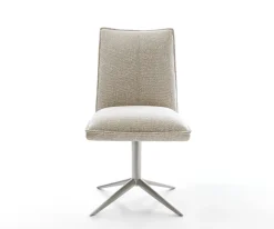 DrehstuhlLelio-Flex Webstoff Soft Beige Fußkreuz Edelstahl 360° drehbar Wippfunktion Taschenfederkern Sofort versandfertig