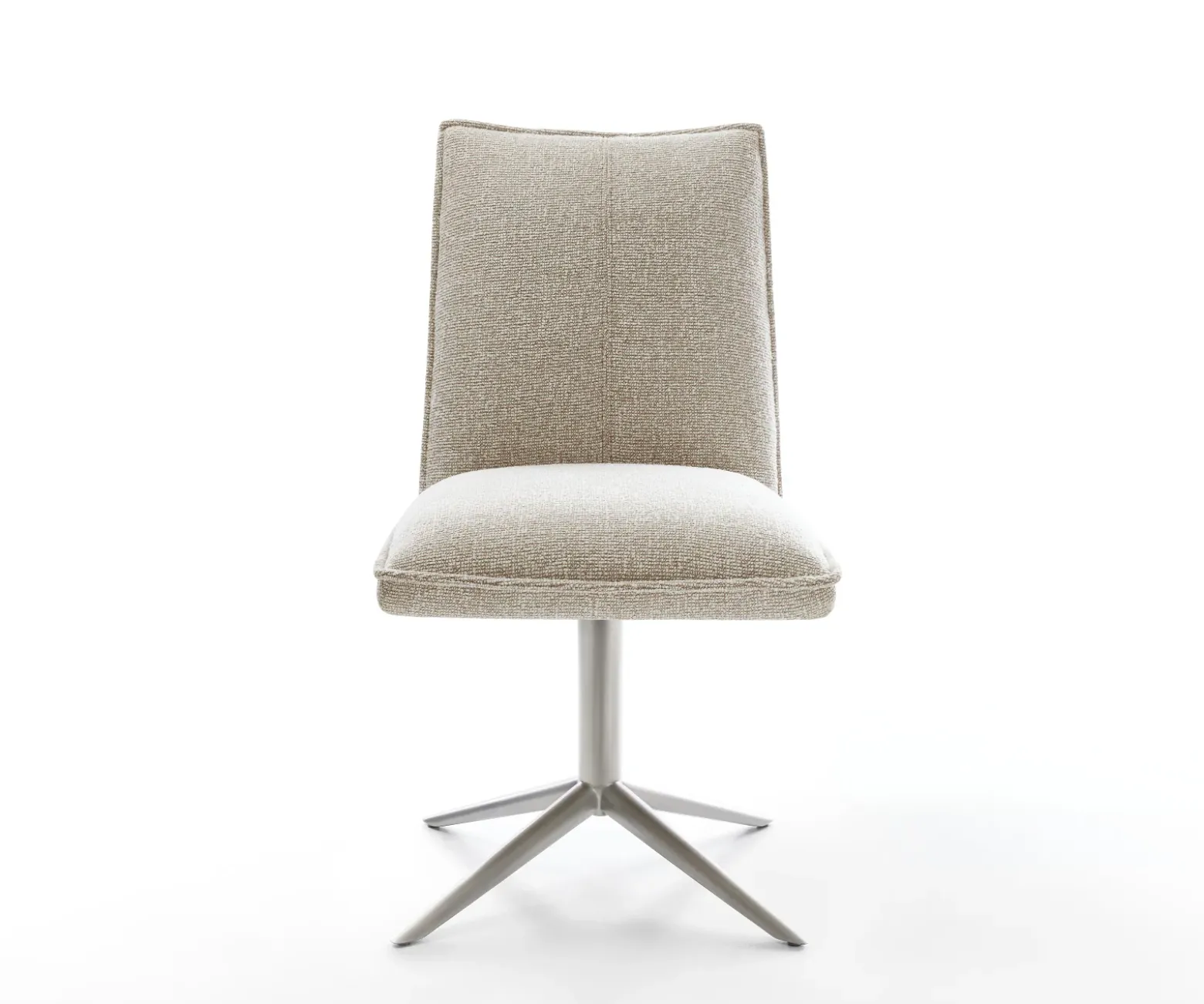 DrehstuhlLelio-Flex Webstoff Soft Beige Fußkreuz Edelstahl 360° drehbar Wippfunktion Taschenfederkern Sofort versandfertig