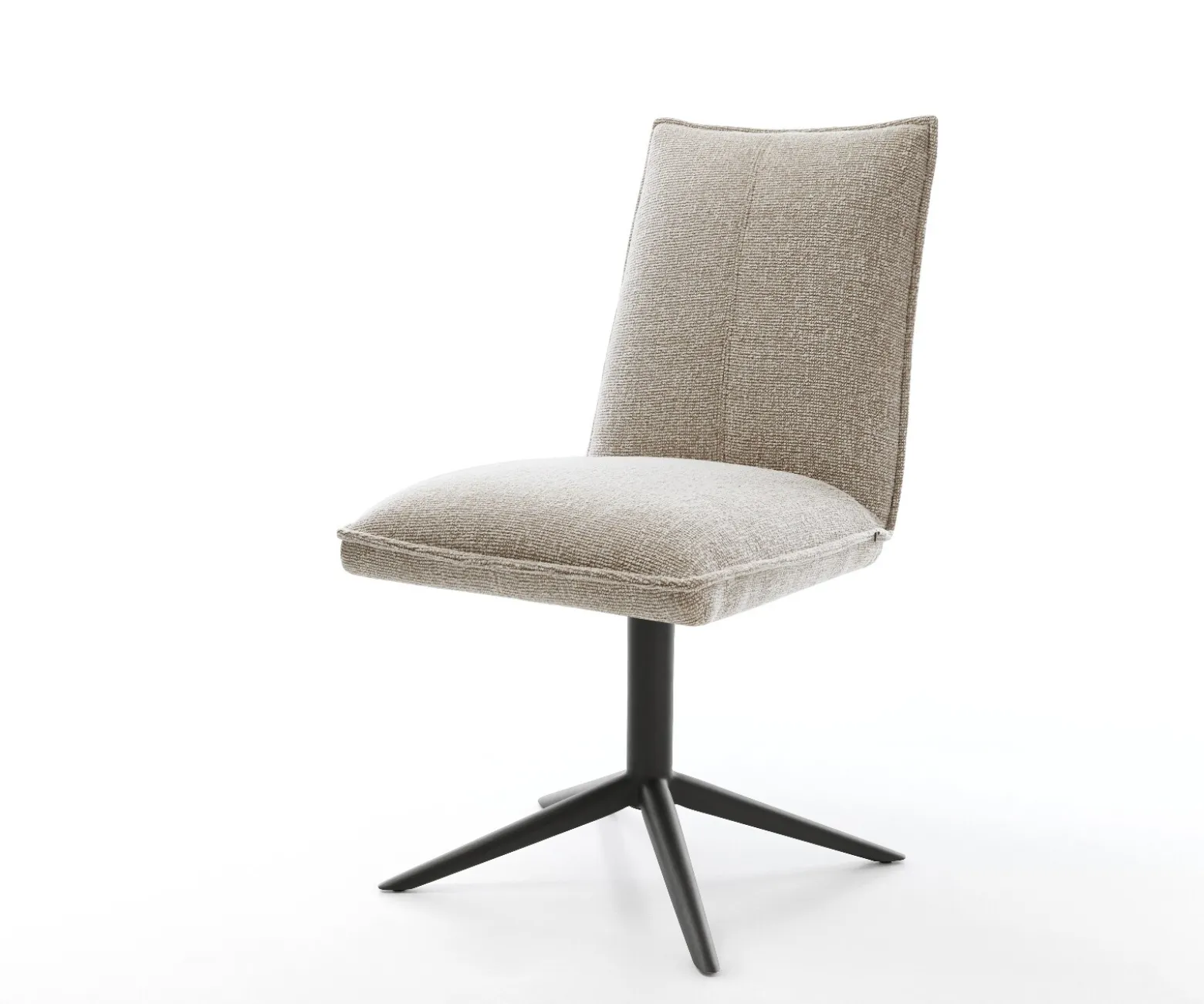 DrehstuhlLelio-Flex Webstoff Soft Beige Fußkreuz Schwarz 360° drehbar Wippfunktion Taschenfederkern Sofort versandfertig