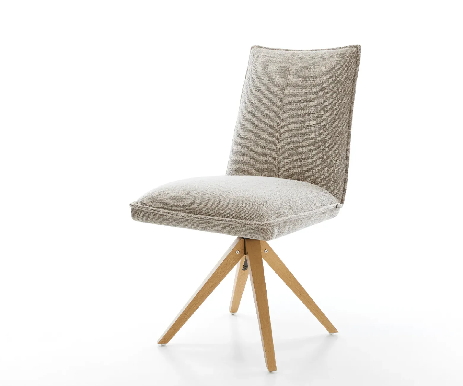 DrehstuhlLelio-Flex Webstoff Soft Beige Holzgestell kantig Natur 360° drehbar Taschenfederkern Versandfertig ca. 28.10.26