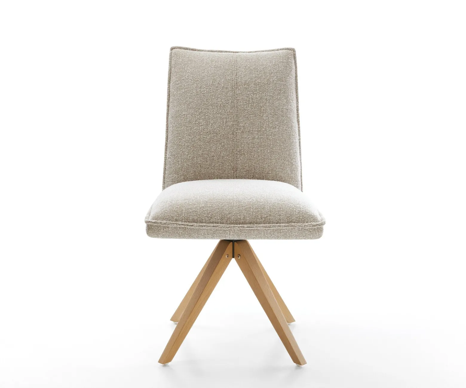 DrehstuhlLelio-Flex Webstoff Soft Beige Holzgestell kantig Natur 360° drehbar Taschenfederkern Versandfertig ca. 28.10.26