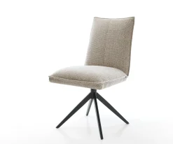 DrehstuhlLelio-Flex Webstoff Soft Beige Kreuzgestell breit Schwarz 360° drehbar Wippfunktion Taschenfederkern Sofort versandfertig