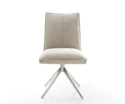 DrehstuhlLelio-Flex Webstoff Soft Beige Kreuzgestell breit Edelstahl 360° drehbar Wippfunktion Taschenfederkern Sofort versandfertig