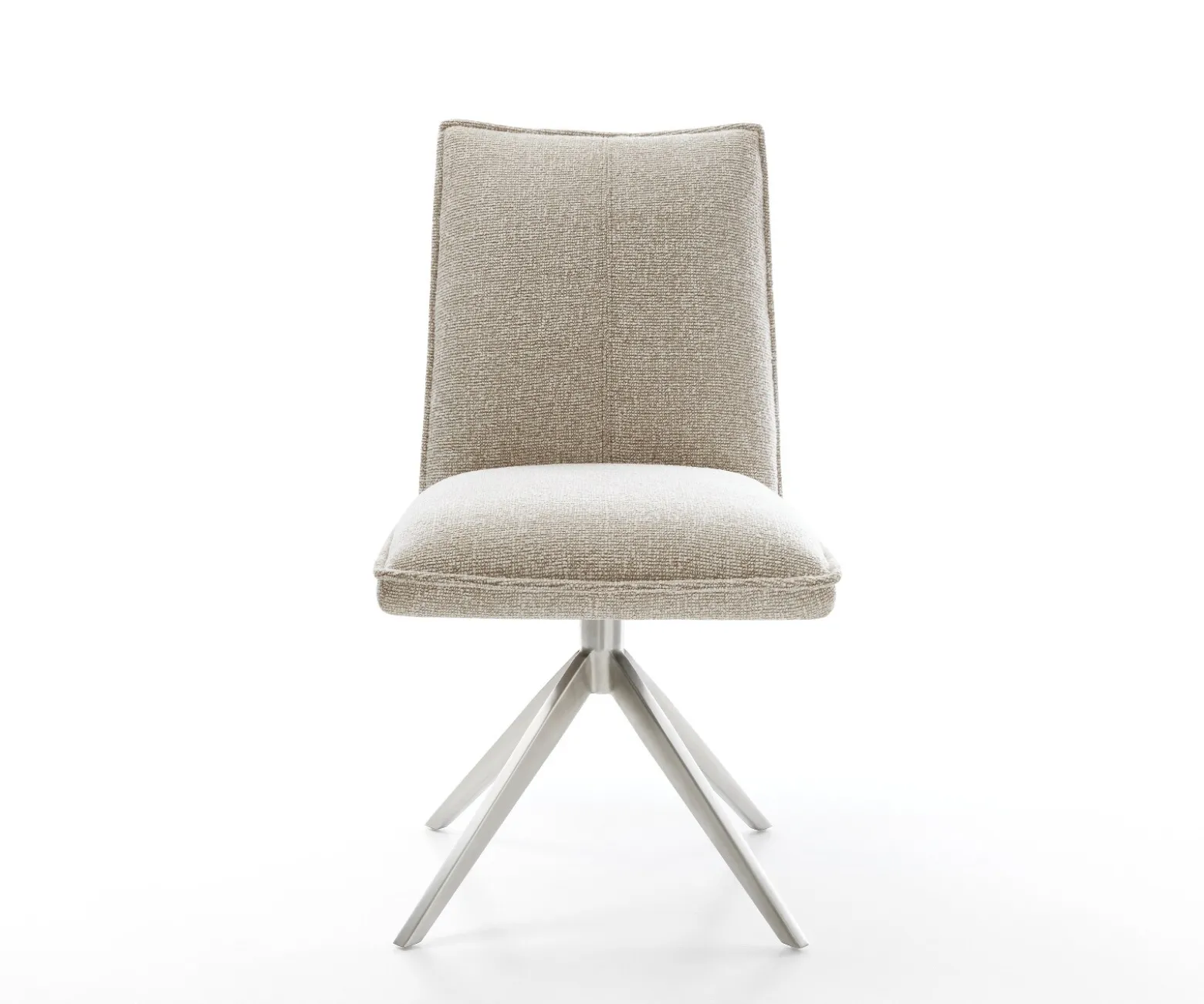 DrehstuhlLelio-Flex Webstoff Soft Beige Kreuzgestell breit Edelstahl 360° drehbar Wippfunktion Taschenfederkern Sofort versandfertig
