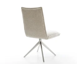 DrehstuhlLelio-Flex Webstoff Soft Beige Kreuzgestell breit Edelstahl 360° drehbar Wippfunktion Taschenfederkern Sofort versandfertig