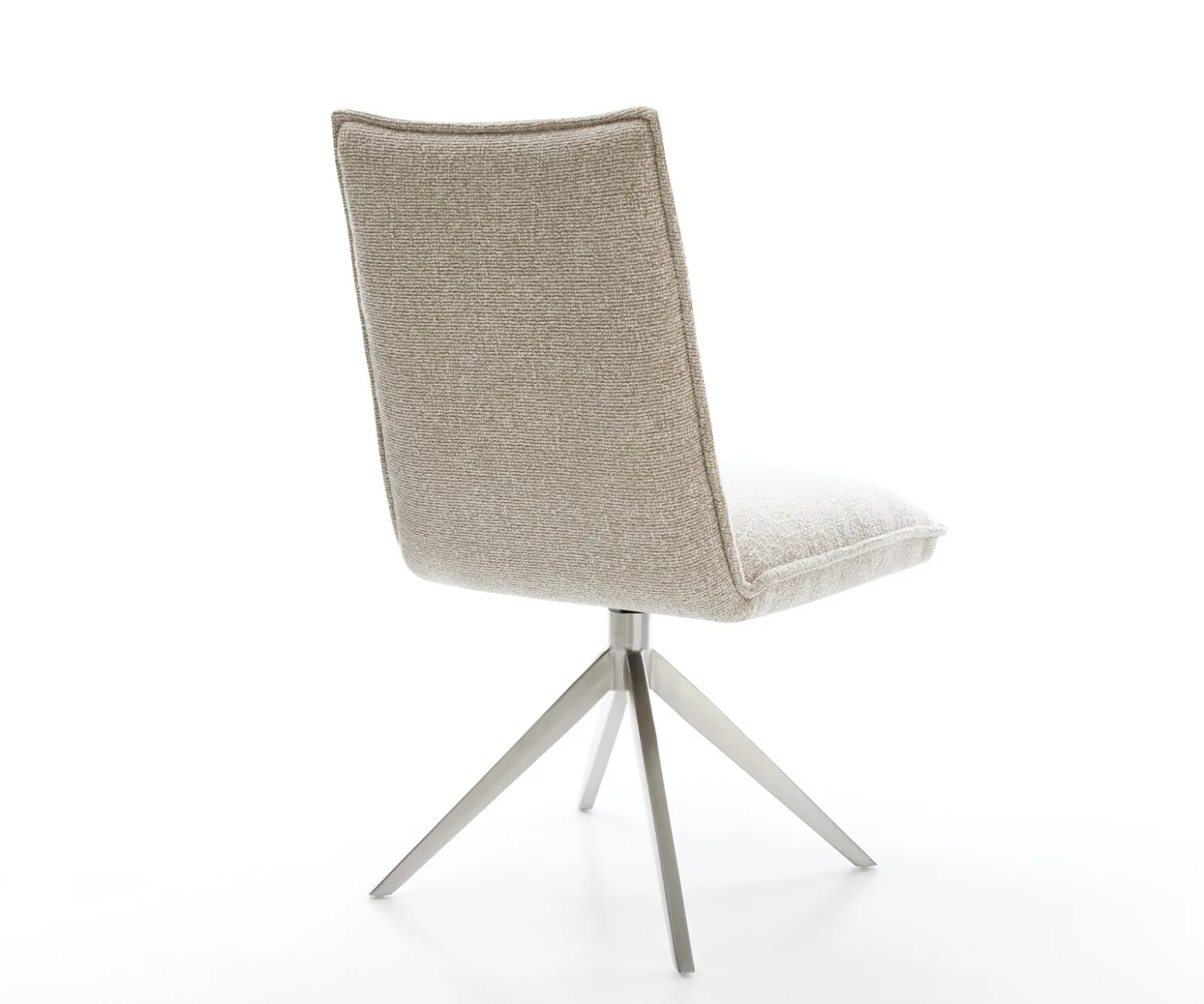 DrehstuhlLelio-Flex Webstoff Soft Beige Kreuzgestell breit Edelstahl 360° drehbar Wippfunktion Taschenfederkern Sofort versandfertig