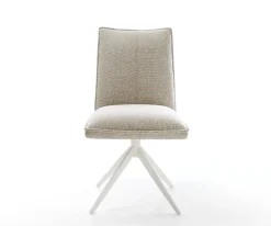 DrehstuhlLelio-Flex Webstoff Soft Beige Kreuzgestell breit Weiß 360° drehbar Wippfunktion Taschenfederkern Sofort versandfertig