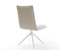 DrehstuhlLelio-Flex Webstoff Soft Beige Kreuzgestell breit Weiß 360° drehbar Wippfunktion Taschenfederkern Sofort versandfertig