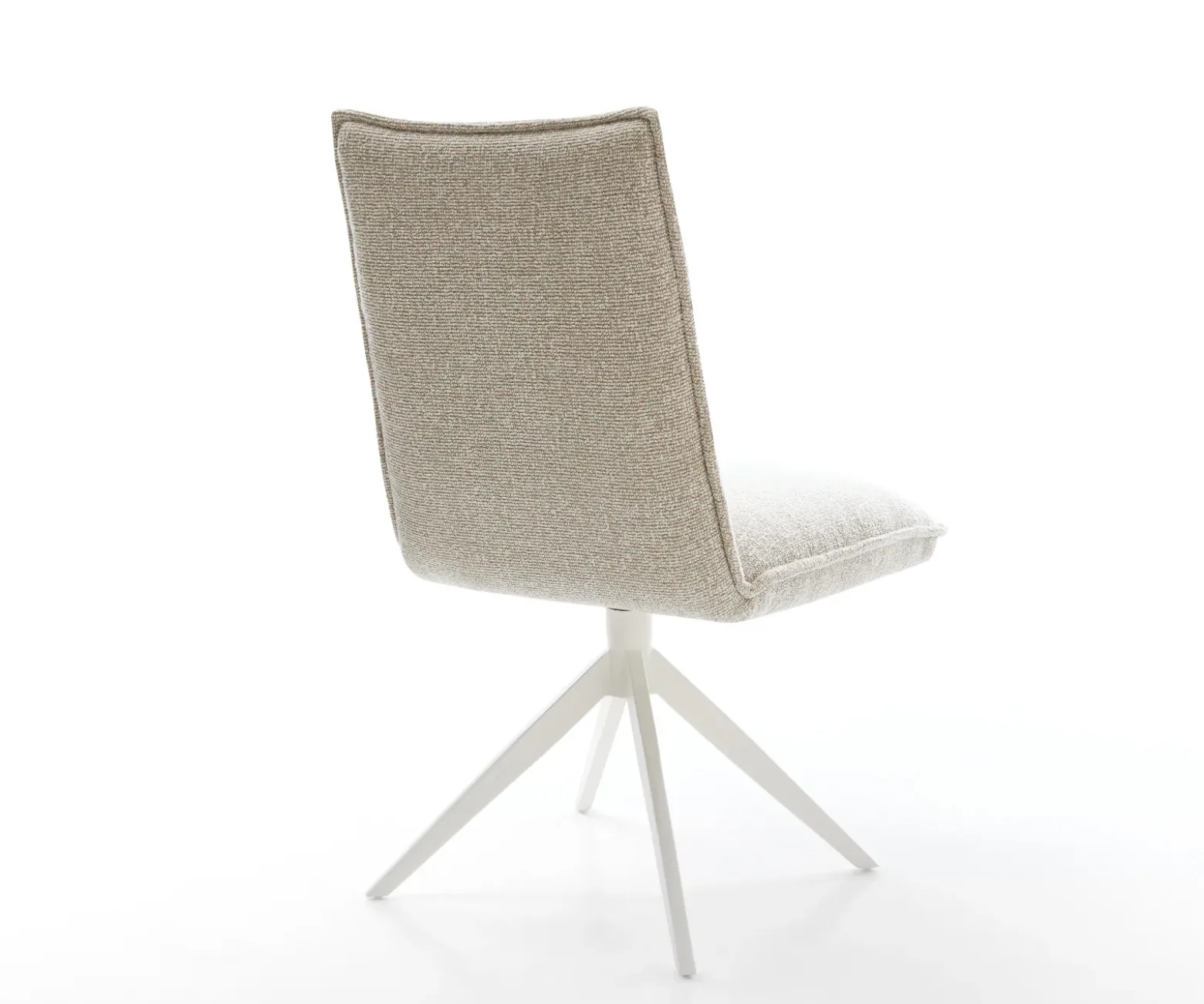 DrehstuhlLelio-Flex Webstoff Soft Beige Kreuzgestell breit Weiß 360° drehbar Wippfunktion Taschenfederkern Sofort versandfertig