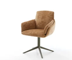 DrehstuhlLuan-Flex mit Armlehnen Chenille Rost Fußkreuz Effektfinish Titan 360° drehbar Wippfunktion Sofort versandfertig