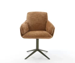 DrehstuhlLuan-Flex mit Armlehnen Chenille Rost Fußkreuz Effektfinish Titan 360° drehbar Wippfunktion Sofort versandfertig