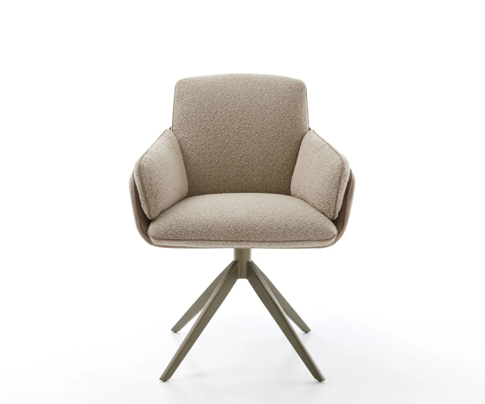 DrehstuhlLuan-Flex mit Armlehnen Materialmix Schlamm Kreuzgestell breit Effektfinish Titan 360° drehbar Sofort versandfertig