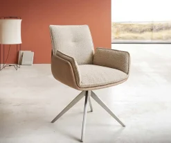 DrehstuhlNela-Flex Materialmix Schlamm Kreuzgestell breit Edelstahl 360° drehbar Sofort versandfertig