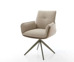 DrehstuhlNela-Flex Materialmix Schlamm Kreuzgestell breit Effektfinish Titan 360° drehbar Wippfunktion Sofort versandfertig