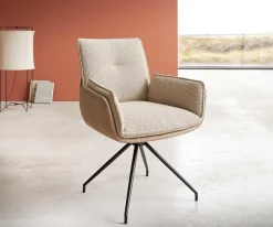 DrehstuhlNela-Flex Materialmix Schlamm Kreuzgestell konisch Schwarz 180° drehbar Sofort versandfertig
