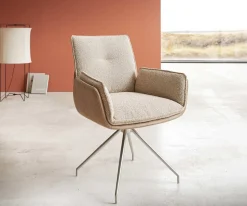 DrehstuhlNela-Flex Materialmix Schlamm Kreuzgestell konisch Edelstahl 180° drehbar Sofort versandfertig