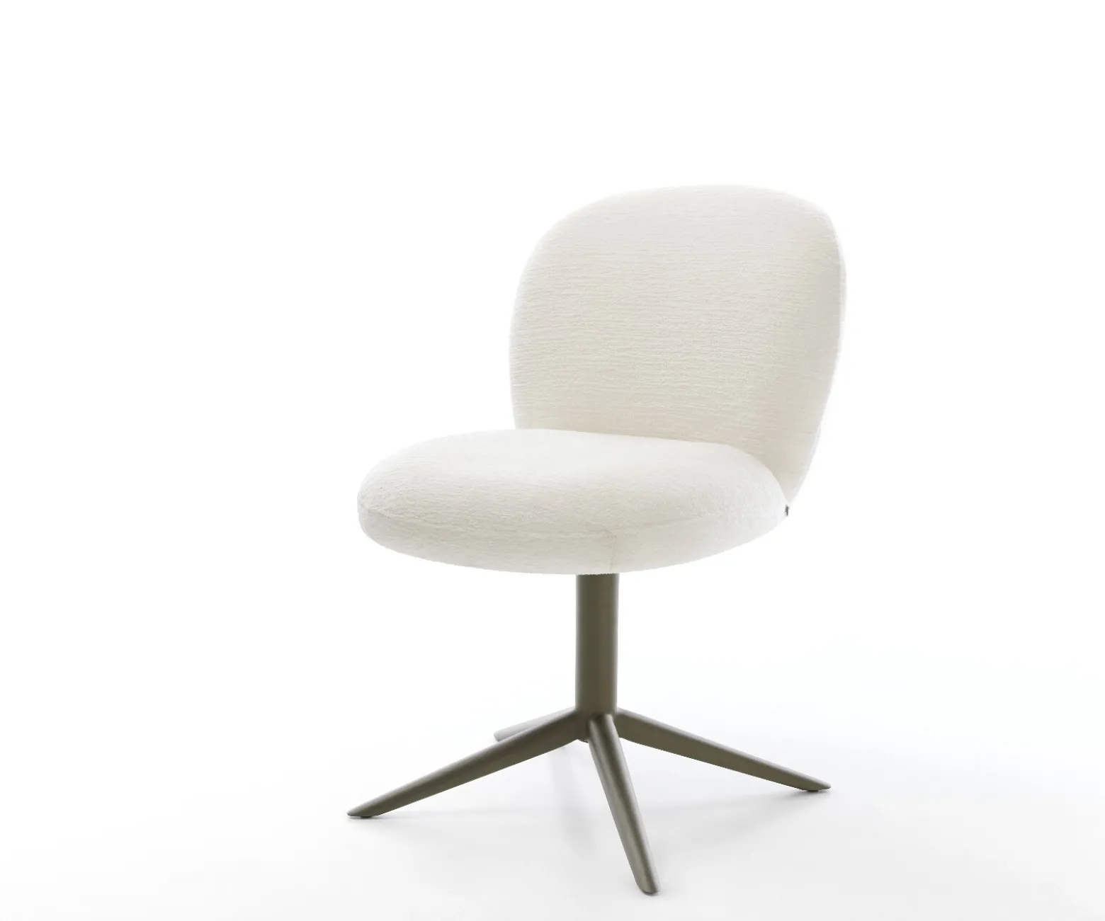 DrehstuhlNube-Flex Bouclé Soft Beige Fußkreuz Effektfinish Titan 360° drehbar Wippfunktion Taschenfederkern Sofort versandfertig