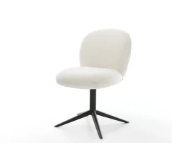 DrehstuhlNube-Flex Bouclé Soft Beige Fußkreuz Schwarz 360° drehbar Wippfunktion Taschenfederkern Sofort versandfertig