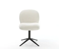 DrehstuhlNube-Flex Bouclé Soft Beige Fußkreuz Schwarz 360° drehbar Wippfunktion Taschenfederkern Sofort versandfertig