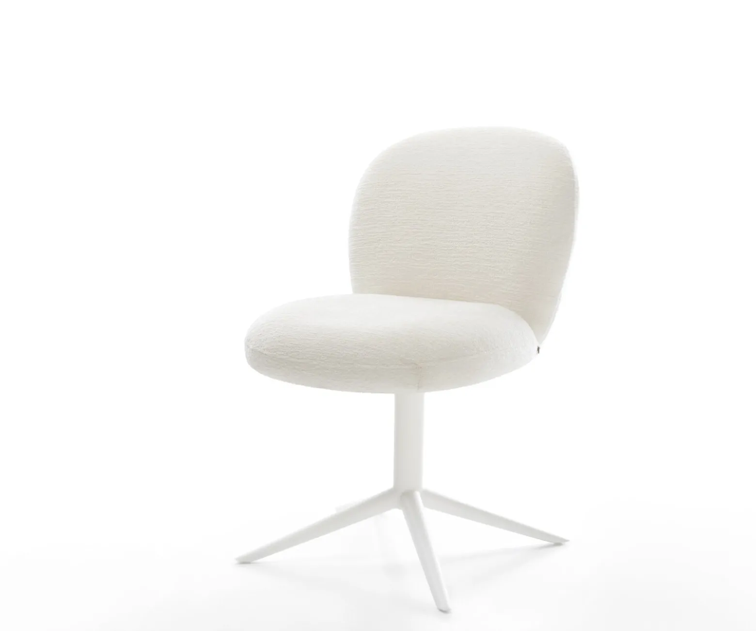 DrehstuhlNube-Flex Bouclé Soft Beige Fußkreuz Weiß 360° drehbar Wippfunktion Taschenfederkern Sofort versandfertig