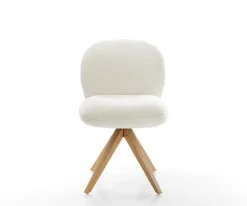 DrehstuhlNube-Flex Bouclé Soft Beige Holzgestell kantig Natur 360° drehbar Taschenfederkern Versandfertig ca. 28.10.26