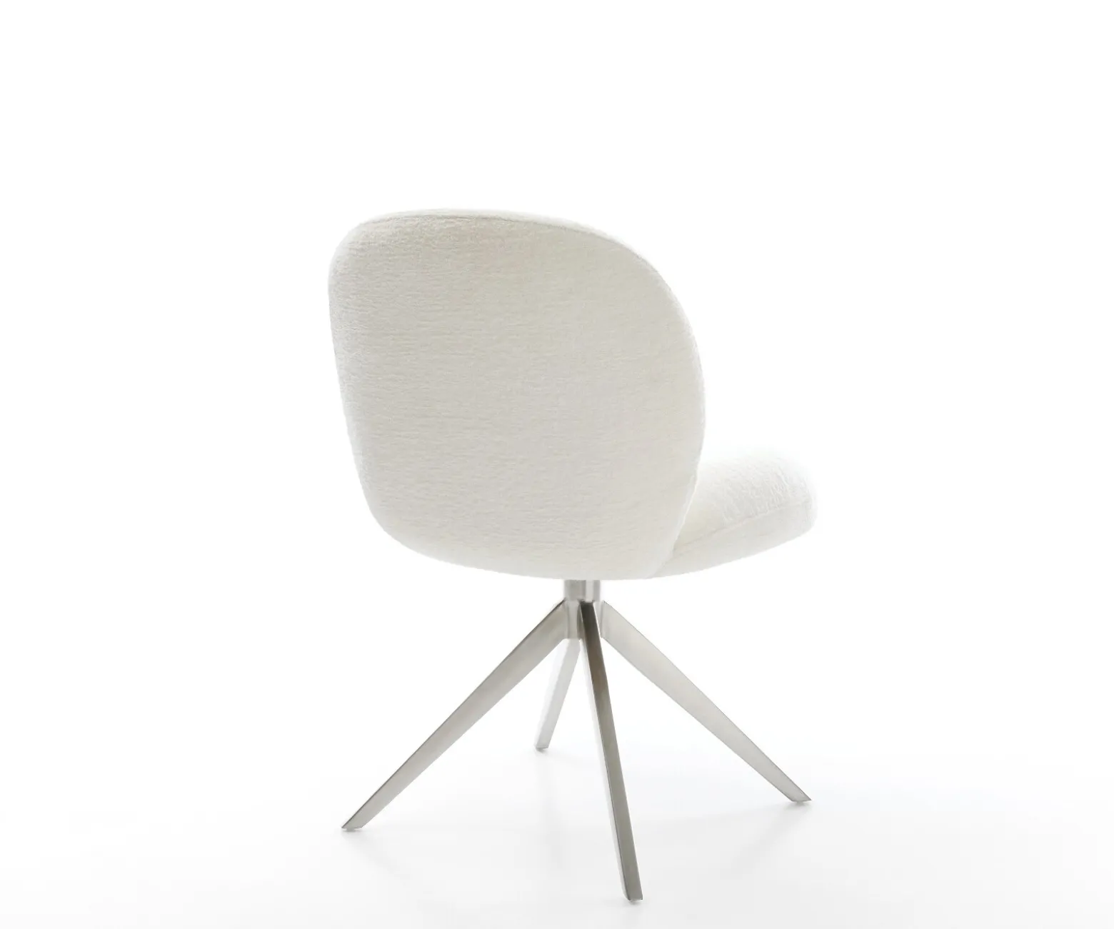 DrehstuhlNube-Flex Bouclé Soft Beige Kreuzgestell breit Edelstahl 360° drehbar Wippfunktion Taschenfederkern Sofort versandfertig