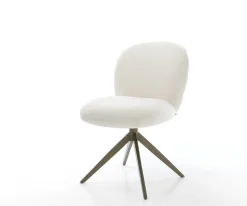 DrehstuhlNube-Flex Bouclé Soft Beige Kreuzgestell breit Effektfinish Titan 360° drehbar Wippfunktion Taschenfederkern Sofort versandfertig