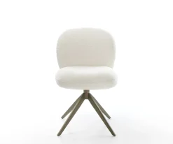 DrehstuhlNube-Flex Bouclé Soft Beige Kreuzgestell breit Effektfinish Titan 360° drehbar Wippfunktion Taschenfederkern Sofort versandfertig