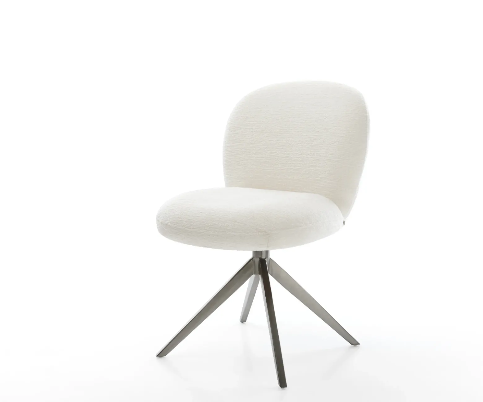 DrehstuhlNube-Flex Bouclé Soft Beige Kreuzgestell breit Graphit 360° drehbar Wippfunktion Taschenfederkern Sofort versandfertig