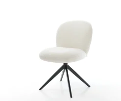 DrehstuhlNube-Flex Bouclé Soft Beige Kreuzgestell breit Schwarz 360° drehbar Wippfunktion Taschenfederkern Sofort versandfertig