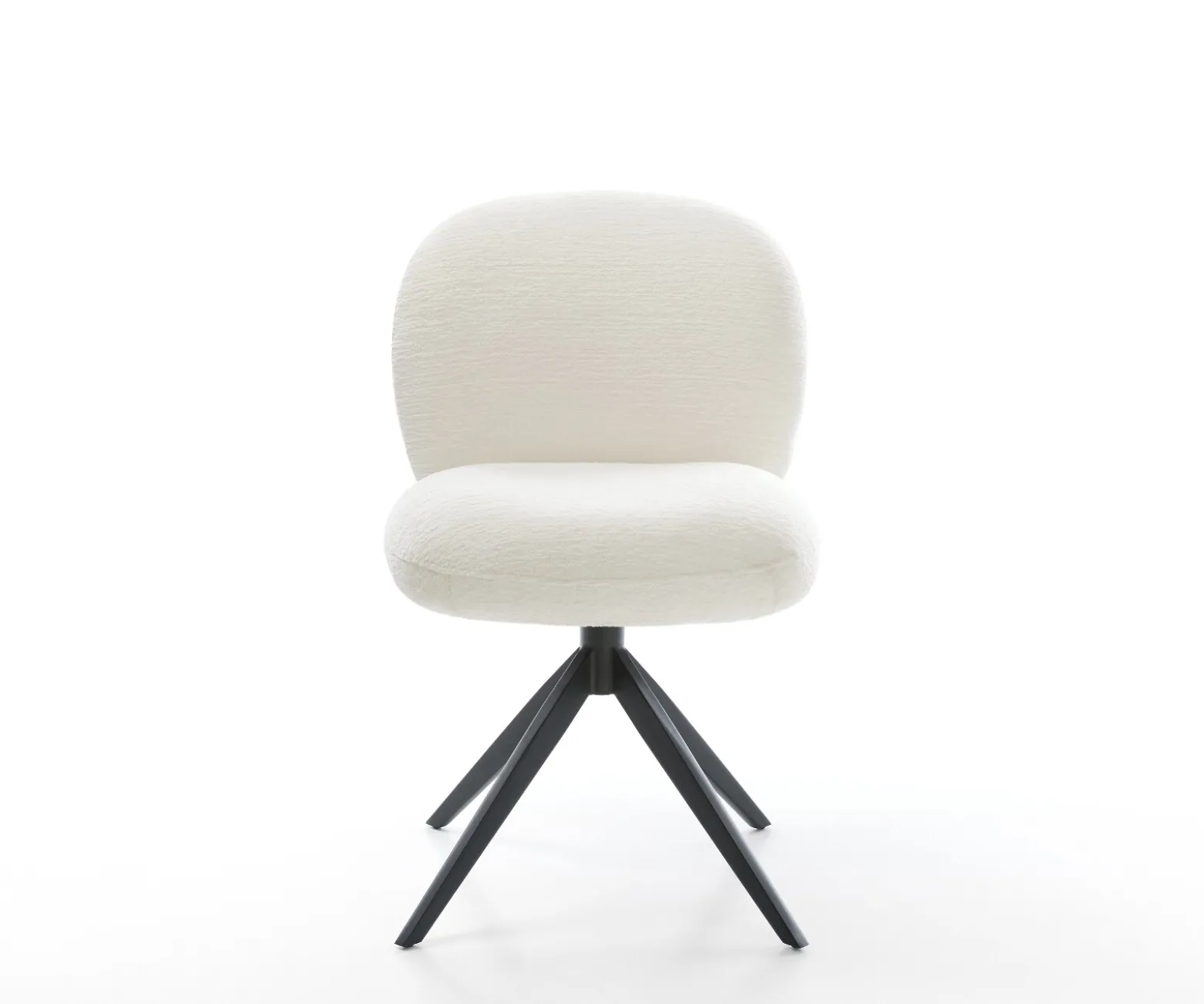 DrehstuhlNube-Flex Bouclé Soft Beige Kreuzgestell breit Schwarz 360° drehbar Wippfunktion Taschenfederkern Sofort versandfertig