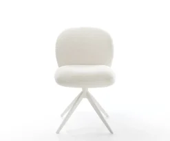 DrehstuhlNube-Flex Bouclé Soft Beige Kreuzgestell breit Weiß 360° drehbar Wippfunktion Taschenfederkern Sofort versandfertig