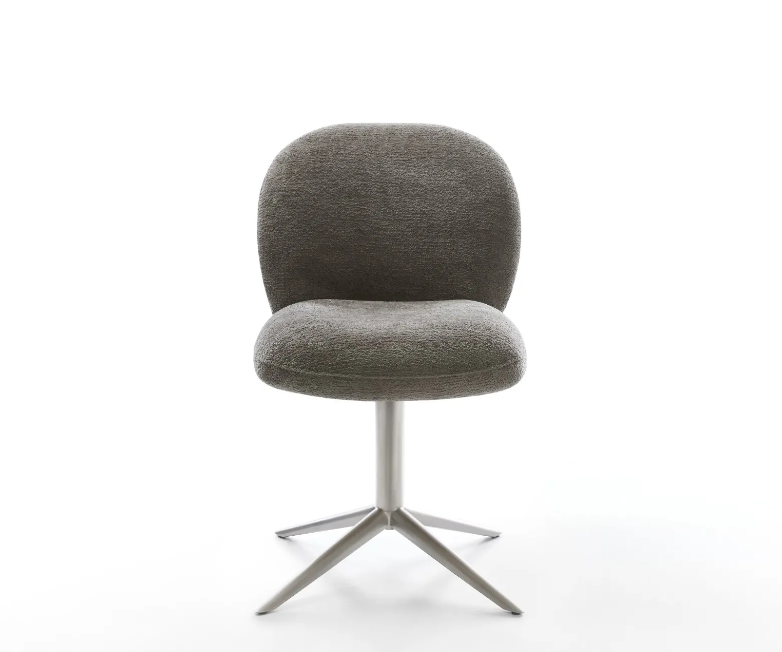 DrehstuhlNube-Flex Bouclé Soft Schlamm Fußkreuz Edelstahl 360° drehbar Wippfunktion Taschenfederkern Sofort versandfertig
