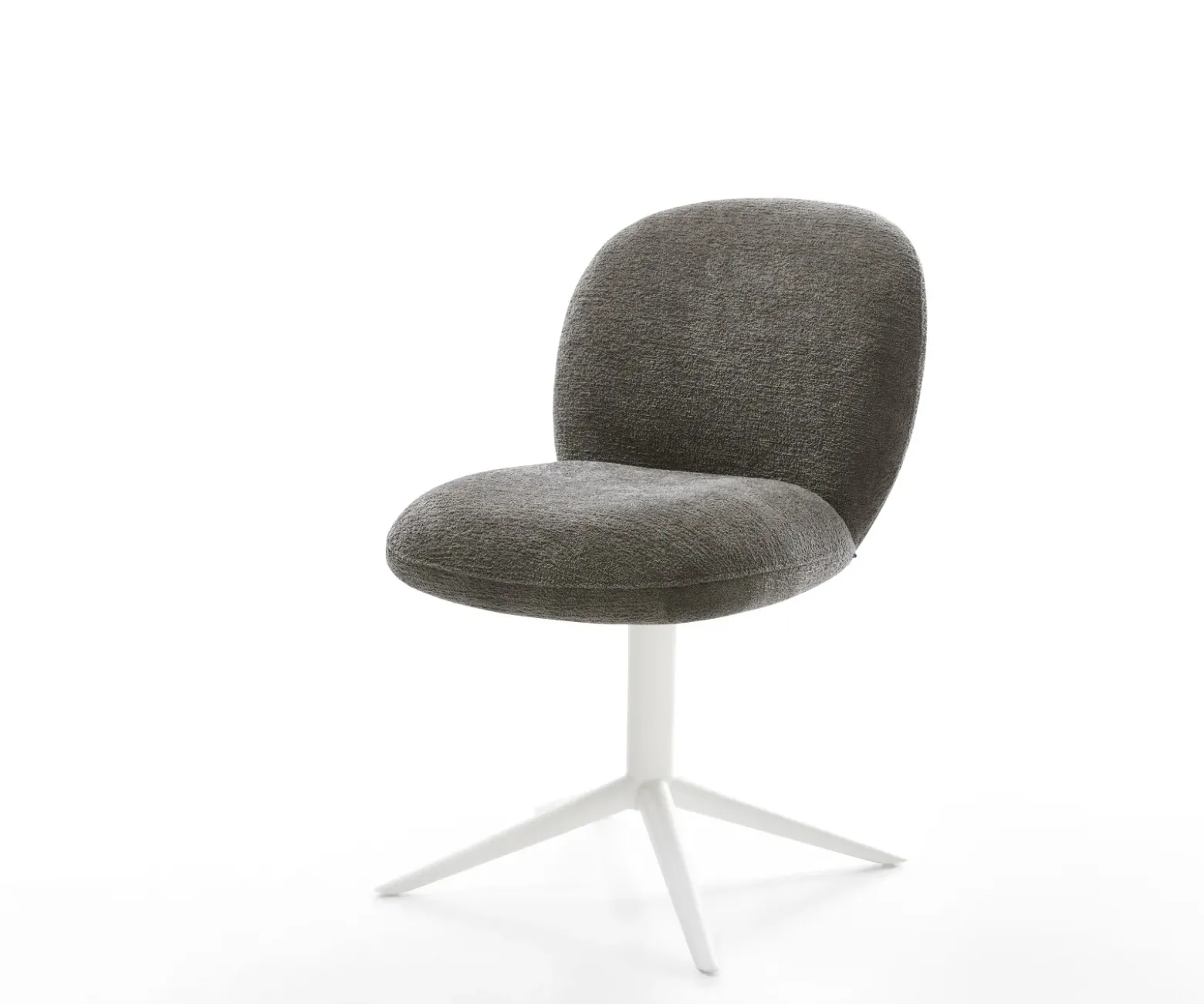 DrehstuhlNube-Flex Bouclé Soft Schlamm Fußkreuz Weiß 360° drehbar Wippfunktion Taschenfederkern Sofort versandfertig