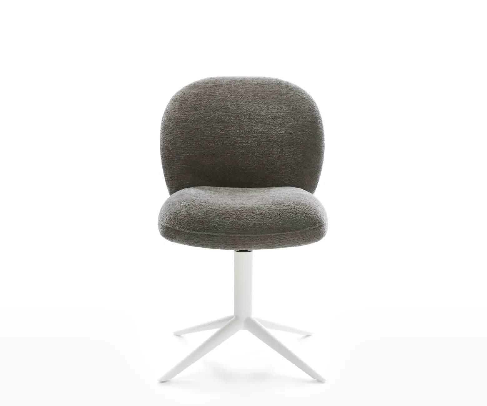 DrehstuhlNube-Flex Bouclé Soft Schlamm Fußkreuz Weiß 360° drehbar Wippfunktion Taschenfederkern Sofort versandfertig