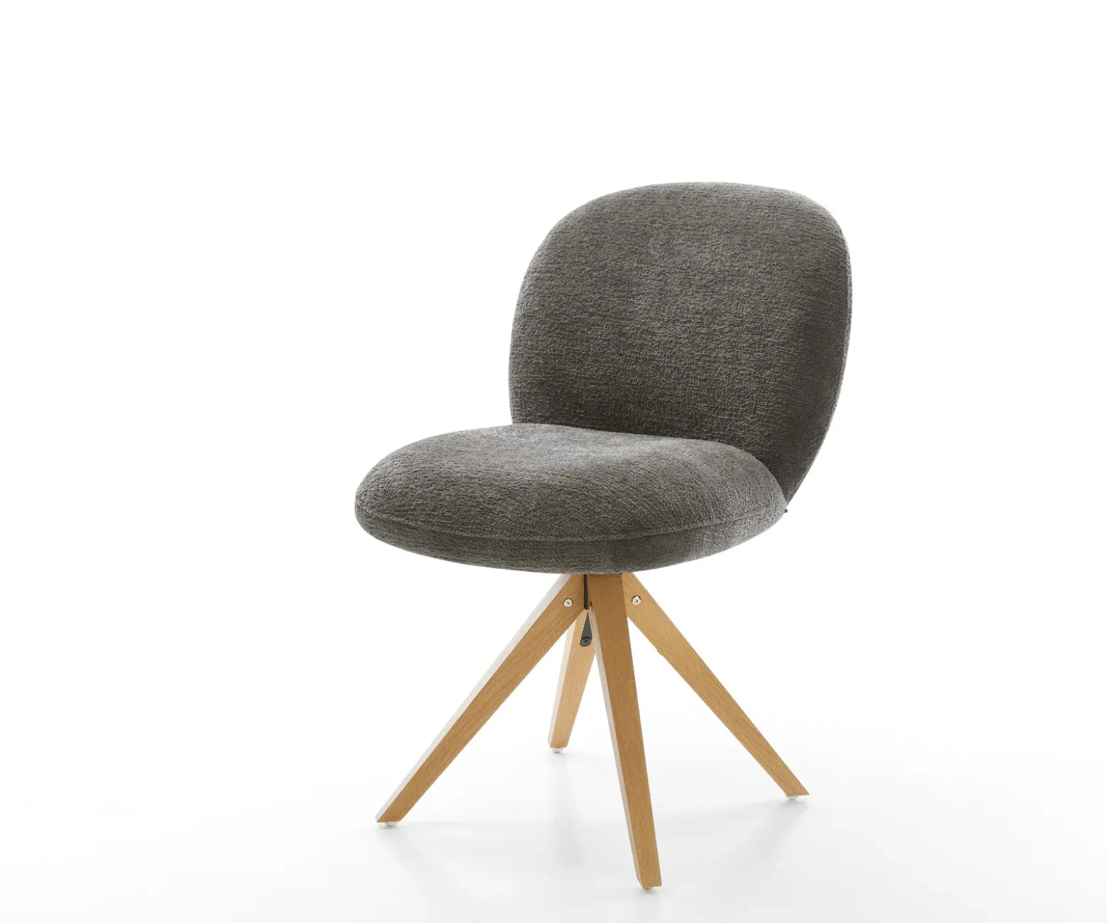 DrehstuhlNube-Flex Bouclé Soft Schlamm Holzgestell kantig Natur 360° drehbar Taschenfederkern Versandfertig ca. 28.10.26