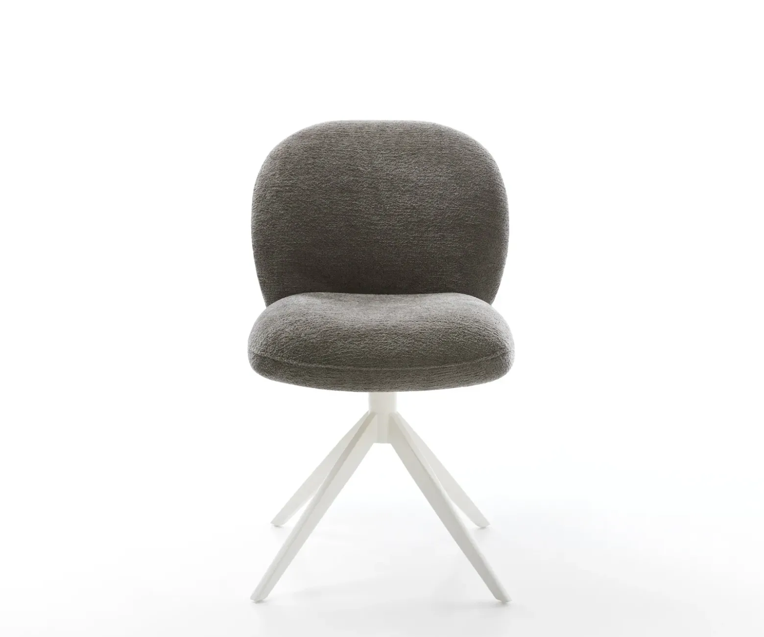 DrehstuhlNube-Flex Bouclé Soft Schlamm Kreuzgestell breit Weiß 360° drehbar Wippfunktion Taschenfederkern Sofort versandfertig