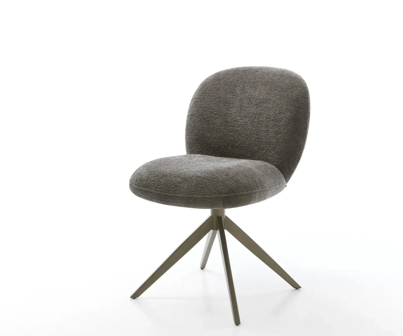 DrehstuhlNube-Flex Bouclé Soft Schlamm Kreuzgestell breit Effektfinish Titan 360° drehbar Wippfunktion Taschenfederkern Sofort versandfertig